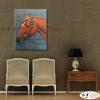 馬04 純手繪 油畫 直幅 褐灰 中性色系 動物 大自然 藝術畫 掛畫 生肖 客廳 裝潢 室內設計