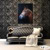 馬08 純手繪 油畫 直幅 褐黑 中性色系 動物 大自然 藝術畫 掛畫 生肖 客廳 裝潢 室內設計