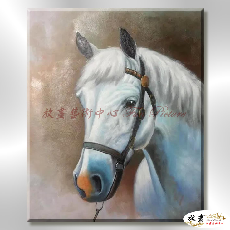 馬14 純手繪 油畫 直幅 褐灰 中性色系 動物 大自然 藝術畫 掛畫 生肖 客廳 裝潢 室內設計