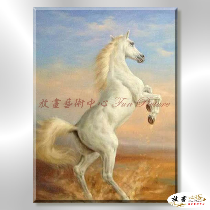 馬29 純手繪 油畫 直幅 白褐 中性色系 動物 大自然 藝術畫 掛畫 生肖 客廳 裝潢 室內設計