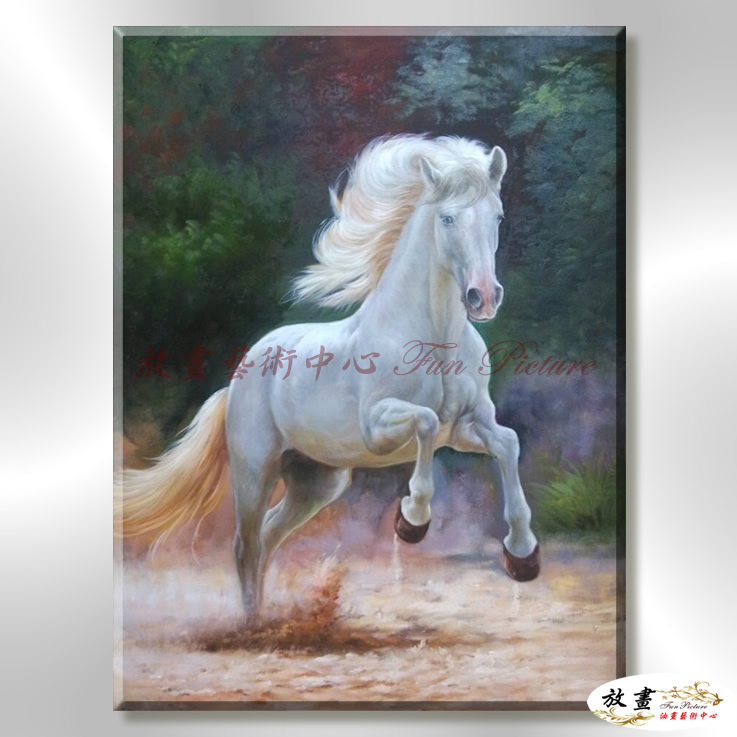 馬32 純手繪 油畫 直幅 白褐 中性色系 動物 大自然 藝術畫 掛畫 生肖 客廳 裝潢 室內設計