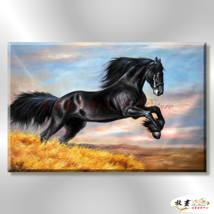 馬34 純手繪 油畫 橫幅 黑褐 中性色系 動物 大自然 藝術畫 掛畫 生肖 客廳 裝潢 實拍影片