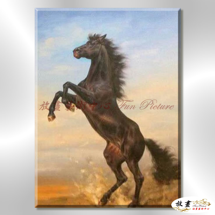 馬35 純手繪 油畫 直幅 黑褐 中性色系 動物 大自然 藝術畫 掛畫 生肖 客廳 裝潢 室內設計