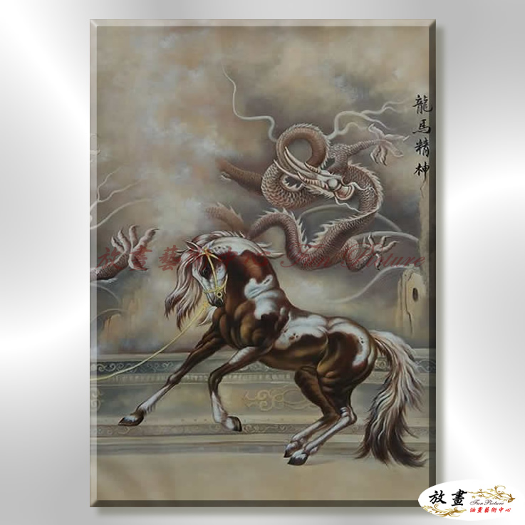 馬38 純手繪 油畫 直幅 灰咖 中性色系 動物 大自然 藝術畫 掛畫 生肖 工筆 裝潢 室內設計