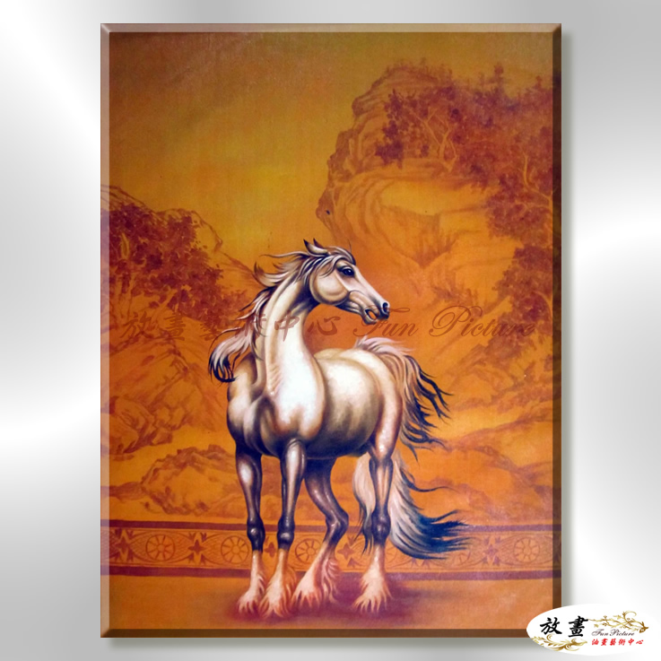 馬40 純手繪 油畫 直幅 橙褐 暖色系 動物 大自然 藝術畫 掛畫 生肖 工筆 裝潢 室內設計