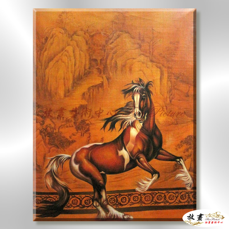 馬42 純手繪 油畫 直幅 橙咖 暖色系 動物 大自然 藝術畫 掛畫 生肖 工筆 裝潢 室內設計