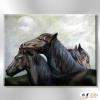 馬47 純手繪 油畫 橫幅 黑灰 中性色系 動物 大自然 藝術畫 掛畫 生肖 客廳 裝潢 室內設計