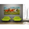 八駿圖56 純手繪 油畫 橫幅 褐綠 中性色系 動物 大自然 藝術畫 掛畫 生肖 客廳 裝潢 室內設計