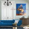 馬98 純手繪 油畫 直幅 藍褐 中性色系 動物 大自然 藝術畫 掛畫 生肖 客廳 裝潢 室內設計