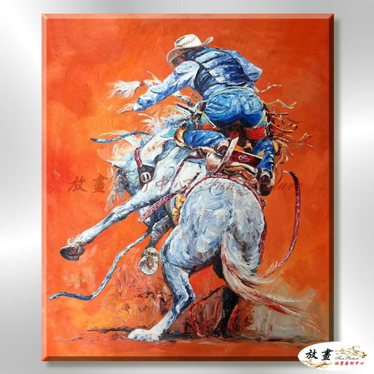 馬99 純手繪 油畫 直幅 橙藍 中性色系 動物 大自然 藝術畫 掛畫 生肖 客廳 裝潢 室內設計