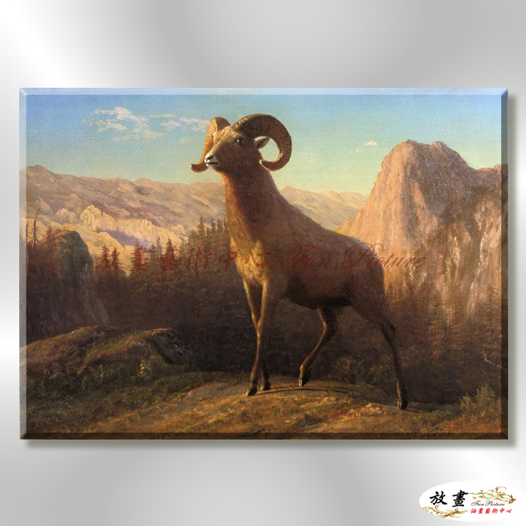 羊04 純手繪 油畫 橫幅 褐咖 中性色系 動物 大自然 藝術畫 掛畫 生肖 客廳 裝潢 室內設計