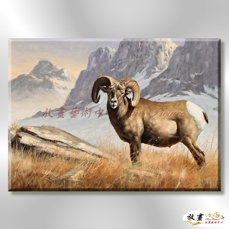 羊06 純手繪 油畫 橫幅 褐咖 中性色系 動物 大自然 藝術畫 掛畫 生肖 客廳 裝潢 室內設計