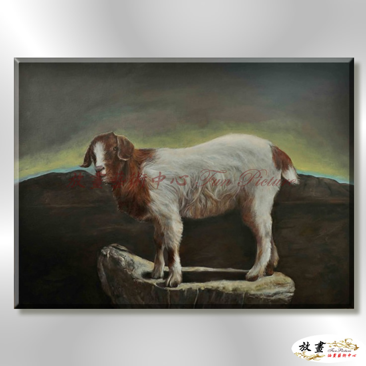 羊10 純手繪 油畫 橫幅 灰咖 中性色系 動物 大自然 藝術畫 掛畫 生肖 客廳 裝潢 室內設計