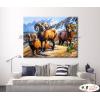 羊12 純手繪 油畫 橫幅 褐咖 中性色系 動物 大自然 藝術畫 掛畫 生肖 客廳 裝潢 室內設計
