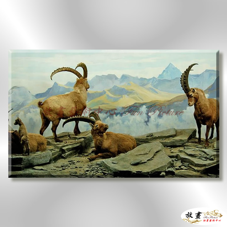 羊13 純手繪 油畫 橫幅 灰咖 中性色系 動物 大自然 藝術畫 掛畫 生肖 客廳 裝潢 室內設計