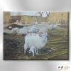 羊19 純手繪 油畫 橫幅 灰褐 中性色系 動物 大自然 藝術畫 掛畫 生肖 客廳 裝潢 室內設計