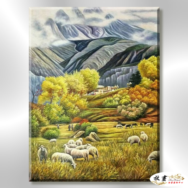 羊20 純手繪 油畫 直幅 褐綠 中性色系 動物 大自然 藝術畫 掛畫 生肖 客廳 裝潢 室內設計