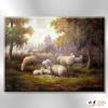 羊25 純手繪 油畫 橫幅 褐綠 中性色系 動物 大自然 藝術畫 掛畫 生肖 客廳 裝潢 室內設計