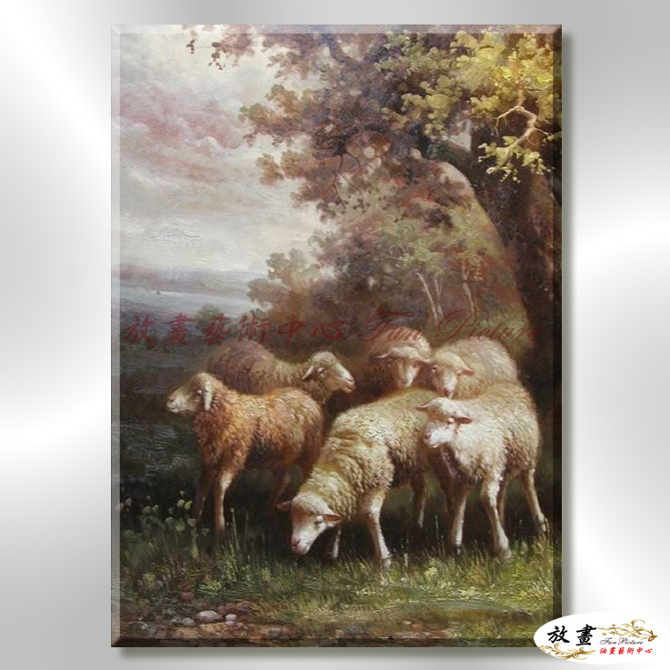 羊26 純手繪 油畫 直幅 褐綠 中性色系 動物 大自然 藝術畫 掛畫 生肖 客廳 裝潢 室內設計
