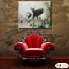 羊36 純手繪 油畫 橫幅 灰綠 中性色系 動物 大自然 藝術畫 掛畫 生肖 客廳 裝潢 室內設計