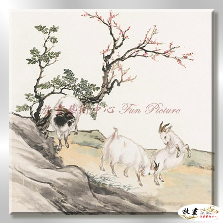 羊39 純手繪 油畫 方形 灰褐 中性色系 動物 大自然 藝術畫 掛畫 生肖 客廳 裝潢 室內設計