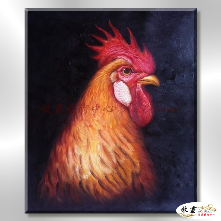 雞01 純手繪 油畫 直幅 黑褐 中性色系 動物 大自然 藝術畫 掛畫 生肖 求運 藝術品 裝潢 室內設計