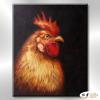 雞03 純手繪 油畫 直幅 黑灰 中性色系 動物 大自然 藝術畫 掛畫 生肖 求運 藝術品 裝潢 室內設計