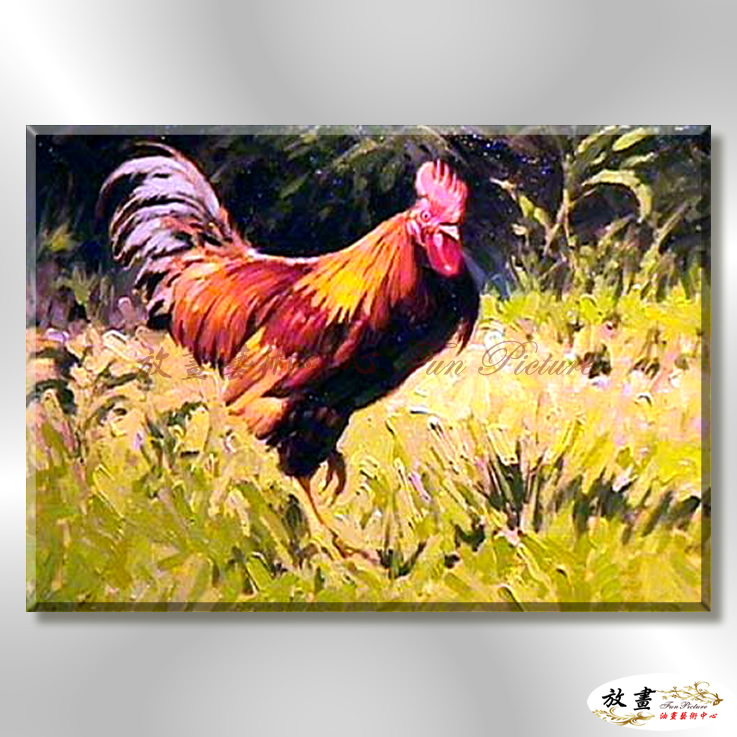 雞14 純手繪 油畫 橫幅 褐綠 中性色系 動物 大自然 藝術畫 掛畫 生肖 求運 藝術品 裝潢 室內設計