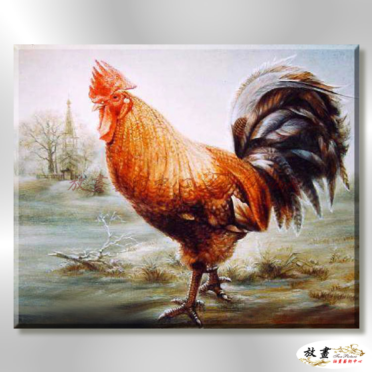 雞16 純手繪 油畫 橫幅 褐咖 中性色系 動物 大自然 藝術畫 掛畫 生肖 求運 藝術品 裝潢 室內設計