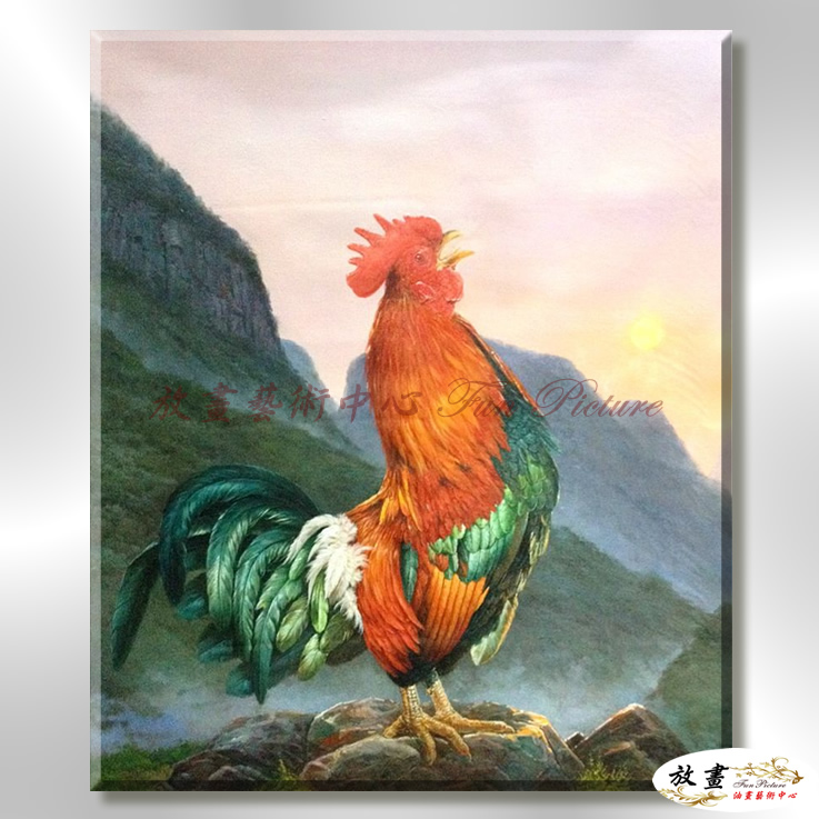 雞18 純手繪 油畫 直幅 褐綠 中性色系 動物 大自然 藝術畫 掛畫 生肖 求運 藝術品 裝潢 室內設計