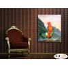 雞18 純手繪 油畫 直幅 褐綠 中性色系 動物 大自然 藝術畫 掛畫 生肖 求運 藝術品 裝潢 室內設計