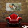 雞19 純手繪 油畫 橫幅 褐綠 中性色系 動物 大自然 藝術畫 掛畫 生肖 求運 藝術品 裝潢 室內設計