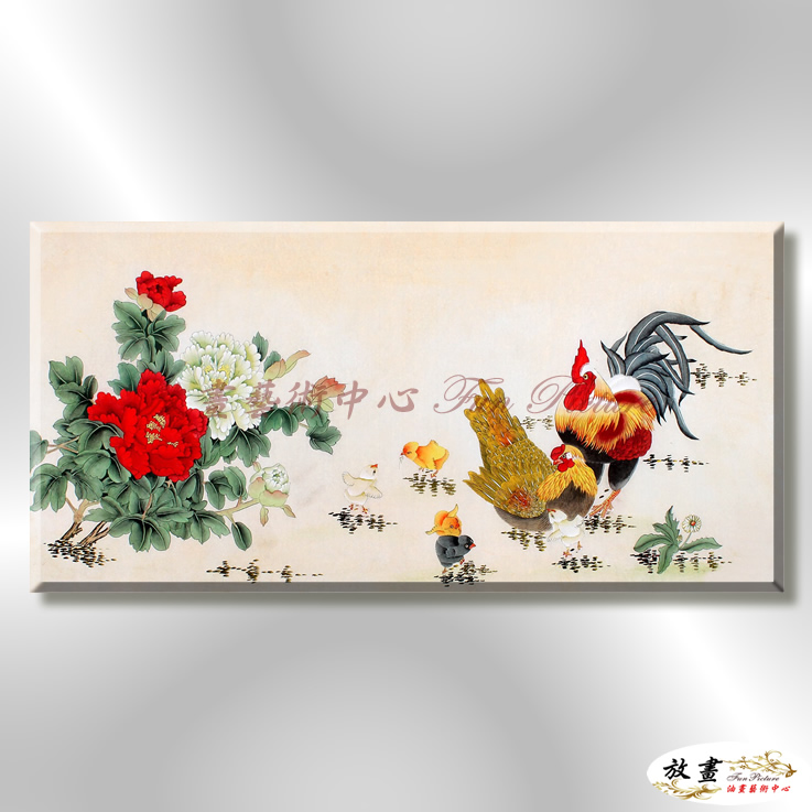 雞27 純手繪 油畫 橫幅 灰褐 中性色系 動物 大自然 藝術畫 掛畫 生肖 求運 藝術品 工筆 室內設計