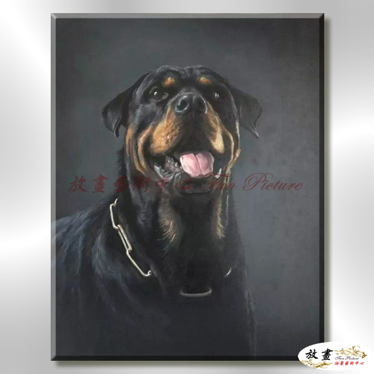 狗17 純手繪 油畫 直幅 黑色 中性色系 動物 大自然 藝術畫 掛畫 生肖 求運 藝術品 寫實 室內設計