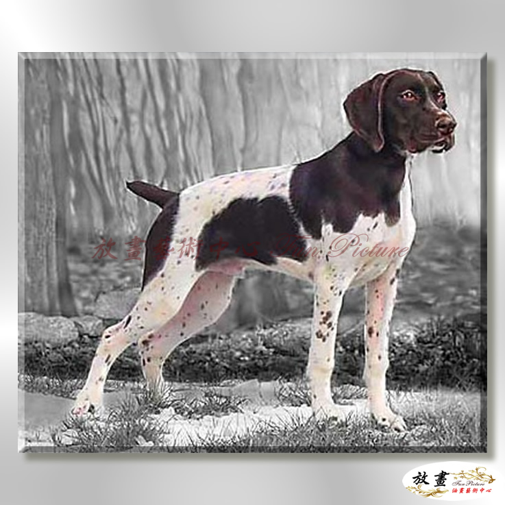 狗29 純手繪 油畫 橫幅 黑白 中性色系 動物 大自然 藝術畫 掛畫 生肖 求運 藝術品 寫實 室內設計