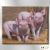 豬04 純手繪 油畫 橫幅 褐咖 中性色系 動物 大自然 藝術畫 掛畫 生肖 求運 藝術品 寫實 室內設計