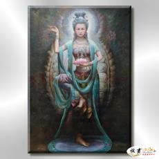 宗教肖像FR044 純手繪 油畫 直幅 灰藍 中性色系 文化 吉祥 禪意 風水 命理 禮佛 修道 文藝品