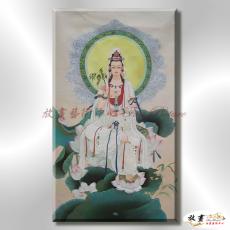 宗教肖像FR050 純手繪 油畫 直幅 白綠 中性色系 文化 吉祥 禪意 風水 命理 禮佛 修道 文藝品