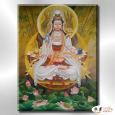 宗教肖像FR055 純手繪 油畫 直幅 橙綠 中性色系 文化 吉祥 禪意 風水 命理 禮佛 修道 文藝品