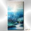 無極山水SG028 純手繪 油畫 直幅 藍色 冷色系 畫飾 流彩 無框畫 民宿 餐廳 招財 納喜 文公尺