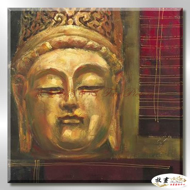 宗教肖像FR009 純手繪 油畫 方形 紅褐 暖色系 文化 吉祥 禪意 風水 命理 禮佛 修道 文藝品
