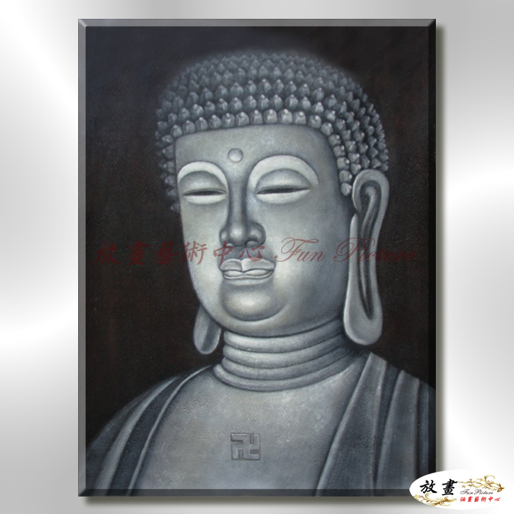 宗教肖像FR024 純手繪 油畫 直幅 灰黑 中性色系 文化 吉祥 禪意 風水 命理 禮佛 修道 文藝品