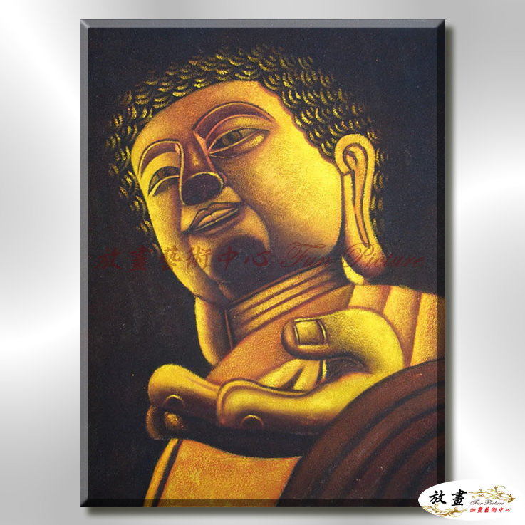 宗教肖像FR029 純手繪 油畫 直幅 金黃 暖色系 文化 吉祥 禪意 風水 命理 禮佛 修道 文藝品