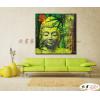 宗教肖像FR030 純手繪 油畫 方形 綠色 冷色系 文化 吉祥 禪意 風水 命理 禮佛 修道 文藝品