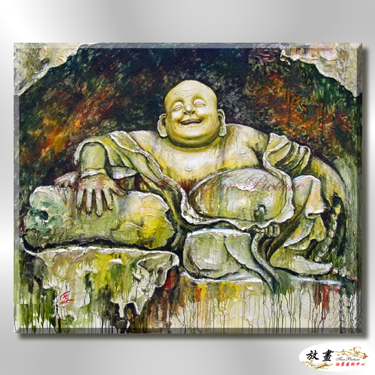 宗教肖像FR040 純手繪 油畫 橫幅 灰綠 中性色系 文化 吉祥 禪意 風水 命理 禮佛 修道 文藝品