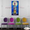 宗教肖像FR063 純手繪 油畫 直幅 藍底 冷色系 文化 吉祥 禪意 風水 命理 禮佛 修道 文藝品