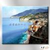地中海風景De003 純手繪 油畫 橫幅 藍色 冷色系 浪漫 歐式 咖啡廳 民宿 餐廳 海岸線 藝術品