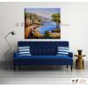 地中海風景De047 純手繪 油畫 橫幅 藍褐 中性色系 浪漫 歐式 咖啡廳 民宿 餐廳 海岸線 藝術品