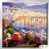 地中海風景De049 純手繪 油畫 方形 藍褐 中性色系 浪漫 歐式 咖啡廳 民宿 餐廳 海岸線 藝術品