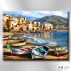 地中海風景De071 純手繪 油畫 橫幅 藍褐 中性色系 浪漫 歐式 咖啡廳 民宿 餐廳 海岸線 藝術品